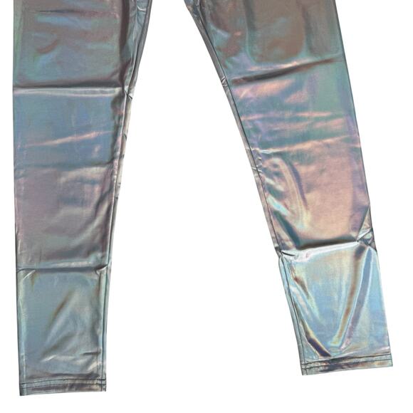 New 2 Piece Set Iridescent Festival Top & Leggings Sz Large Futuristic Halloween - Picture 3 of 14